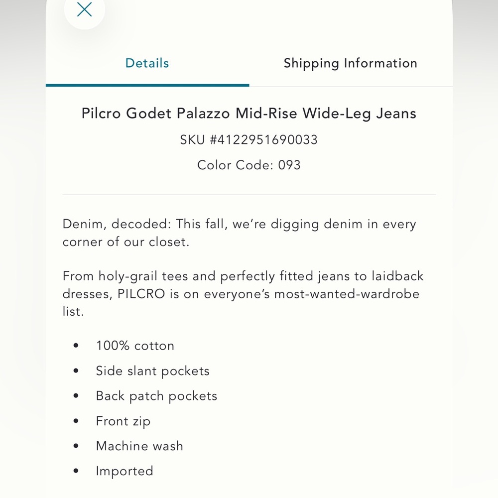 Pilcro • Godet Palazzo Mid-Rise Wide-Leg Jeans - Picture 5 of 9